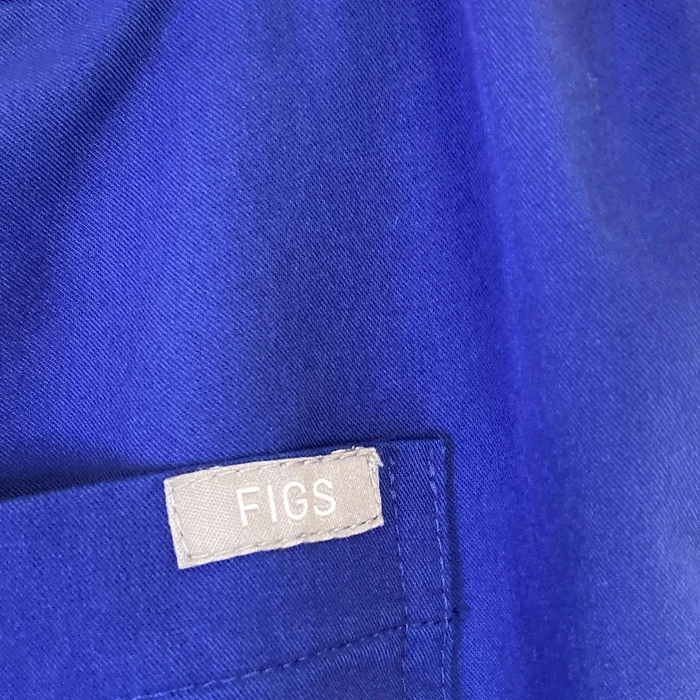 Figs Men's Blue Basic Scrub Pants Size Medium Tie Waist Straight Leg 4‎ Pocket